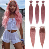 Pink Hair Weave Bundles With Closure | SULMY.